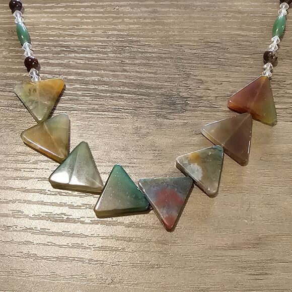 Vintage Artisan Triangle Stone Beaded Necklace Southwestern - Picture 12 of 13